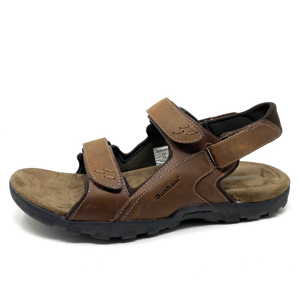 Dunham Spaulding Brook Men’s Brown Leather Three-Strap Sandals Size 16B (Narrow)